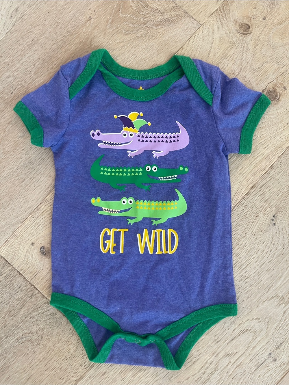 Kids Purple 'Get Wild' Crocodile One-Piece Bodysuit